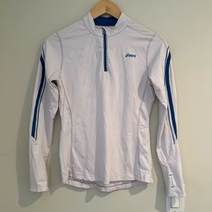 ASICS ING New York City Marathon 11.04.2012 1/2 Zip. Small. White. Logo.